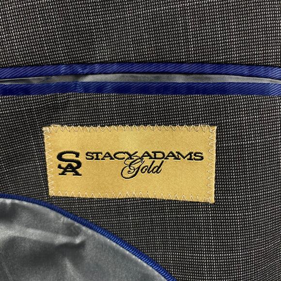NEW Stacy Adams Gold Label Gray Plaid Suit Blazer Jacket Men's 44 44R Regular - Picture 4 of 10